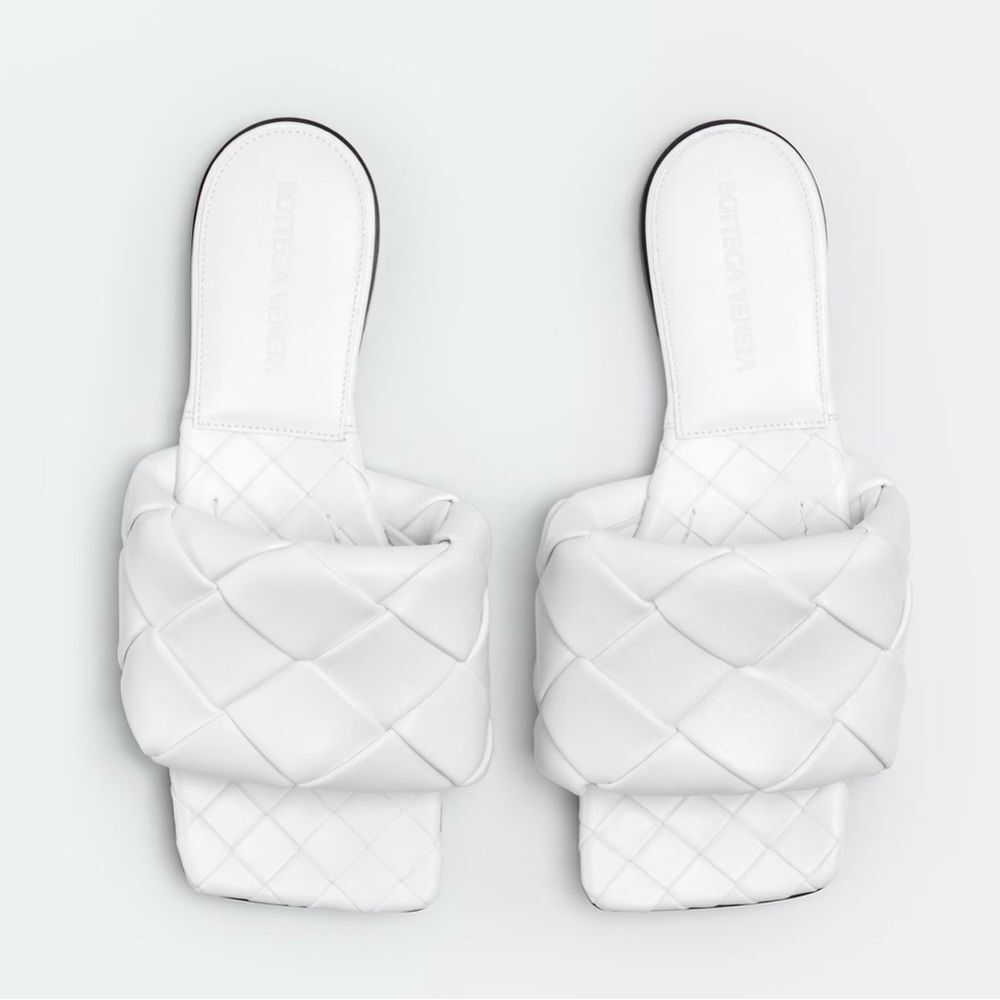 Bottega Veneta Lido flat slides in white
